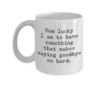 Michell63Bentham Goodbye Gifts for Boyfriend - How Lucky I am Saying Goodbye So Hard,White Ceramic Tea Cup Mug,11 Oz,Funny Mug, Ceramic Cup, Sentimental Parting Gift
