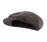 Michelsons of London Baker Boy Hat (Brown Wine Navy Tweed Check)