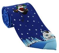 Michelsons of London Blue Flying Santa Claus Christmas Polyester Tie