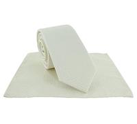 Michelsons of London Boys Semi Plain Tie & Pocket Square Set (Cream)