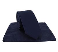 Michelsons of London Boys Semi Plain Tie & Pocket Square Set (Navy)