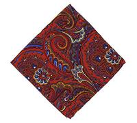 Michelsons of London Mens Bright Paisley Silk Pocket Square - Orange