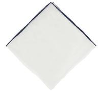 Michelsons of London Mens Shoestring Border Handkerchief - White/Navy