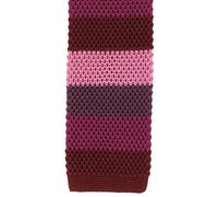 Michelsons of London Mens Striped Skinny Silk Knitted Tie - Red