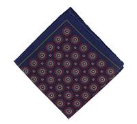 Michelsons of London Mens Vintage Medallion Silk Pocket Square - Navy