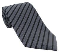 Michelsons of London Stripe Extra Long Tie (Grey with Black)