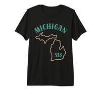 Michigan 313 Area Code Graphic - Great Lakes State Detroit Premium T-Shirt