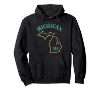 Michigan 313 Area Code Graphic - Great Lakes State Detroit Pullover Hoodie