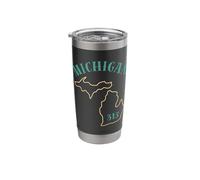 Michigan 313 Area Code Graphic - Great Lakes State Detroit Stainless Steel Insulated Tumbler