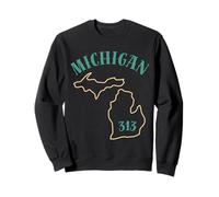 Michigan 313 Area Code Graphic - Great Lakes State Detroit Sweatshirt