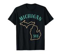 Michigan 313 Area Code Graphic - Great Lakes State Detroit T-Shirt