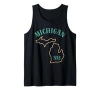 Michigan 313 Area Code Graphic - Great Lakes State Detroit Tank Top