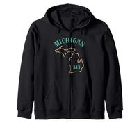 Michigan 313 Area Code Graphic - Great Lakes State Detroit Zip Hoodie