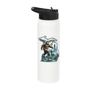 Michigan Bigfoot Striding Through Forests Great Blue Lakes Stainless Steel Insulated Water Bottle