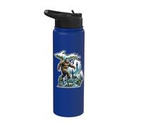 Michigan Bigfoot Striding Through Forests Great Blue Lakes Stainless Steel Insulated Water Bottle