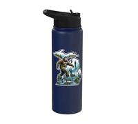 Michigan Bigfoot Striding Through Forests Great Blue Lakes Stainless Steel Insulated Water Bottle