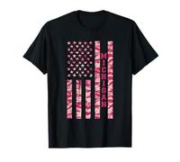 Michigan Great Lakes State Pink Camo USA Flag Distressed T-Shirt