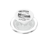 Michigan Lighthouse Waves Scene The Great Lakes State Nature PopSockets PopGrip for MagSafe