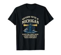 Michigan Lighthouses Stoplights Vintage Compass State Pride T-Shirt