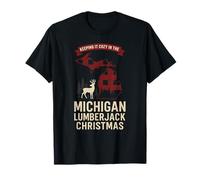 Michigan Lumberjack Xmas Shirt MI Cozy Plaid Reindeer T-Shirt