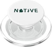 Michigan Native Lansing Green Home Roots Love Map Silhouette PopSockets PopGrip for MagSafe