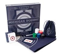 Michigan Rummy: A Royal Game of Hearts, Poker & Rummy - Betting & Bluffing Board Game - Classic Family Card Game for Adults & Kids - 200 Poker Chips, 60cm x 60cm Mat & Custom Card Deck