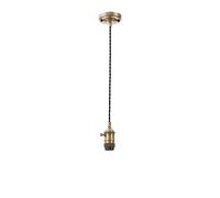 Michigan Single Ceiling Pendant Lamp Holder - Antique Brass with Black Cable