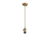 Michigan Single Ceiling Pendant Lamp Holder - Antique Brass with Brown Cable