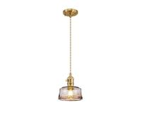 Michigan Single Ceiling Pendant Light - Brass with Brown Cable and Brown Glass Shade