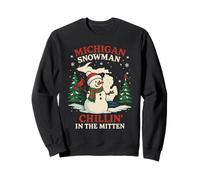 Michigan Snowman Xmas Shirt Cute Cardinal Tree MI State Sweatshirt