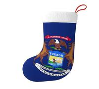 Michigan State Flag Christmas Stocking 17.7", Festive Hanging Sock for Fireplace Mantel, Holiday Decorations