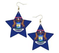 Michigan State Flag Leather Star Shaped Earrings Fashion Accessories Lightweight Festivals Parties Everyday Life
