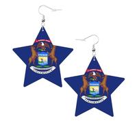 Michigan State Flag Leather Star Shaped Earrings Fashion Accessories Lightweight Festivals Parties Everyday Life