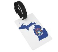 Michigan State Flag Map Print Luggage Tags Quick Install Airplane Travel Essentials for Suitcases Durable PVC Bag Tag