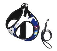 Michigan State Flag Map Print Small Dog Harness And Leash Set, Adjustable Soft Vest With 360° Reflective Straps For Cats Puppy