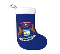 Michigan State Flag Plush Christmas Stocking, Large Festive Hanging Ornament For Tree, 45cm Polyester Style Holiday Decor