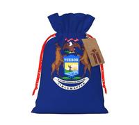 Michigan State Flag Print Christmas Drawstring Gift Bags Birthday Sacks With For Xmas Wedding Party Favors