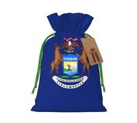 Michigan State Flag Print Christmas Drawstring Gift Bags Birthday Sacks With For Xmas Wedding Party Favors