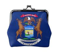 Michigan State Flag print Coin Purse, Mini Change Purse for Women Small Coin Purse for Credit Card ID Key, Black, One Size, Vintage