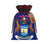 Michigan State Flag Print Festive Drawstring Gift Eco-Friendly Bags Reusable Pouches Birthday Wedding Party