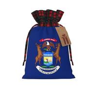 Michigan State Flag Print Gift Reusable Bags Drawstring Celebrations Holiday Birthday Party Favors Pouches