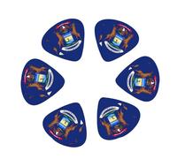 Michigan State Flag Print Guitar and Ukulele Picks For Music Lovers 12 PCS Mixed Gauges(0.46/0.71/0.96mm)