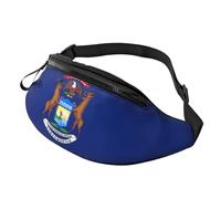 Michigan State Flag Print Man and Women Waist Bag Lightweight Travel Accessory for Hiking Cycling Running