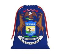 Michigan State Flag Print Personalized Drawstring gifts Bag Fashion Soft Velvet Present bag for Women Christmas 1 pack M