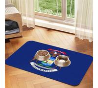 Michigan State Flag Print Pet Food Mat Absorbent Non Slip PU Leather Feeding Mat for Dogs Cats Rubber Bottom