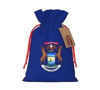 Michigan State Flag Print Reusable Eco-Friendly Gift Drawstring Bag For Party Favors Seasonal Celebrations