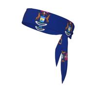 Michigan State Flag Print Sports Headband, Adjustable Head Tie For Running, Tennis & Workouts, Soft Fit