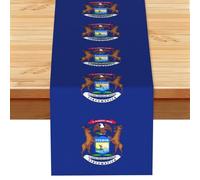 Michigan State Flag Printed Table Runner, Farmhouse Spring Floral Decor, Autumn Fall Harvest Dining Scarf