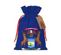 Michigan State Flag Printing Christmas Drawstring Gift Bags With Holiday Present Xmas Party Favors Fillers Sacks