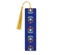 Michigan State Flag Printing Personalized Wooden Bookmark,Cute Multi Functional Bookmark Meaningful Gift for Book Lovers